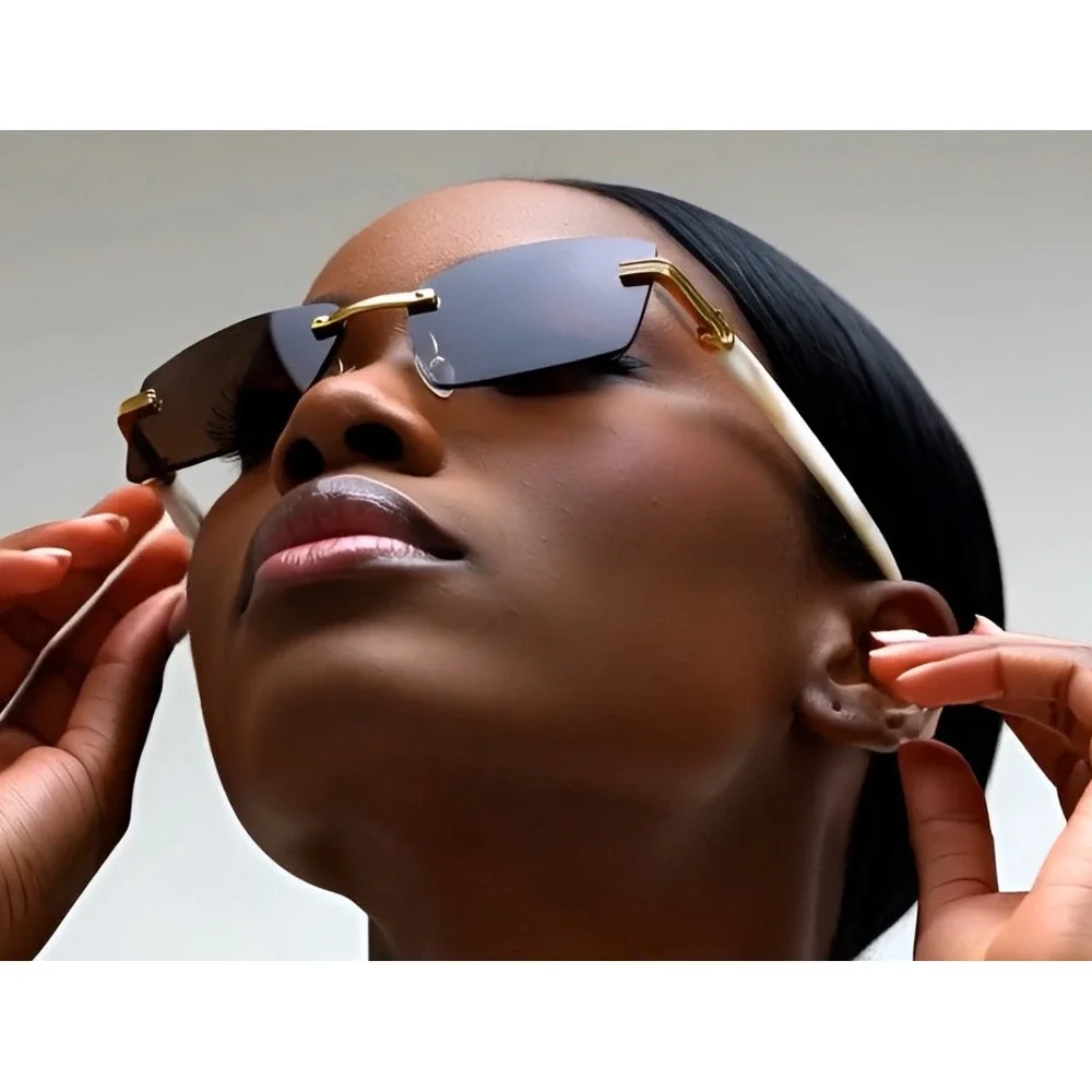 Sunglasses Square Dark Brown Lens Marble Arms‎ Vintage Women Retro Shades UV400